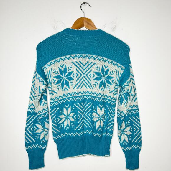 WHITE STAG Vintage Winter Knit Sweater Womens Size Large Fair Isle Snowflake Ski - Picture 4 of 5